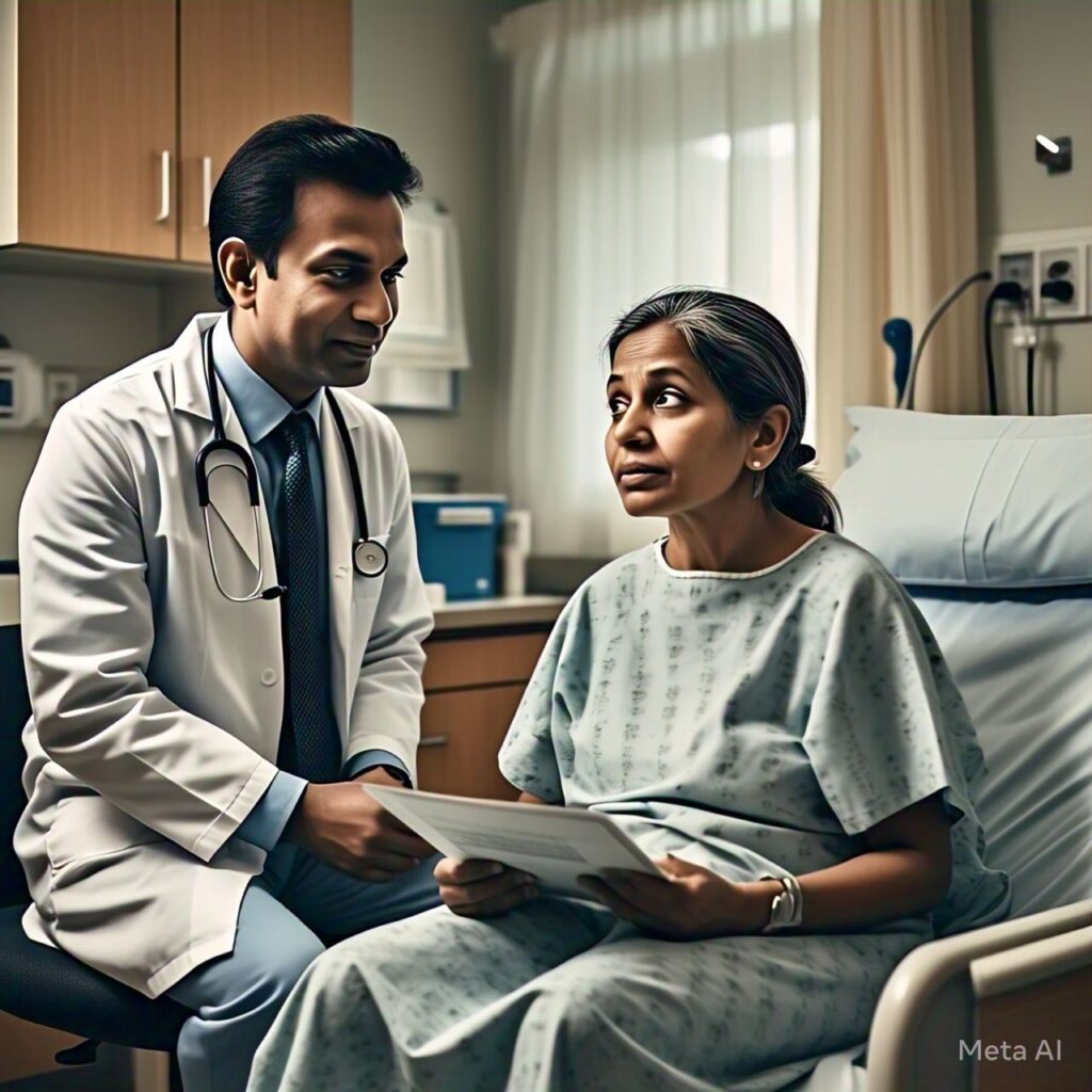 Doctor discussing safe abortion options with a patient.